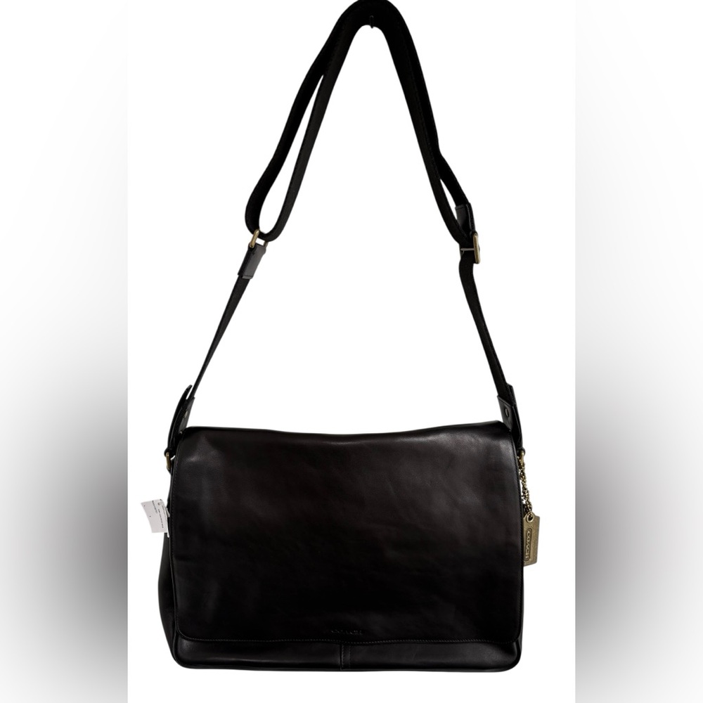 Vintage Coach Bleecker Legacy Leather Courier Bag. Black. (70486)